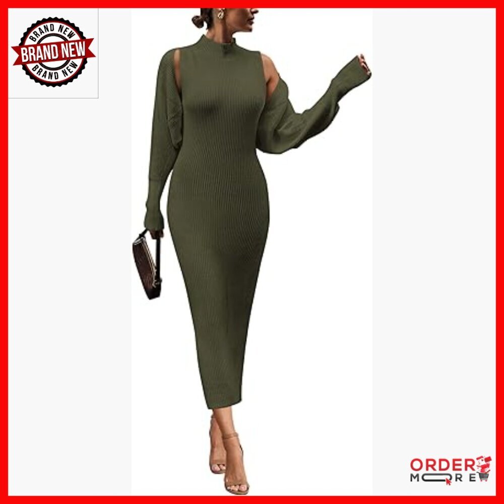 Slim Fit Knit Sweater Dress Set with Cropped Cardigan, Hand Wash
